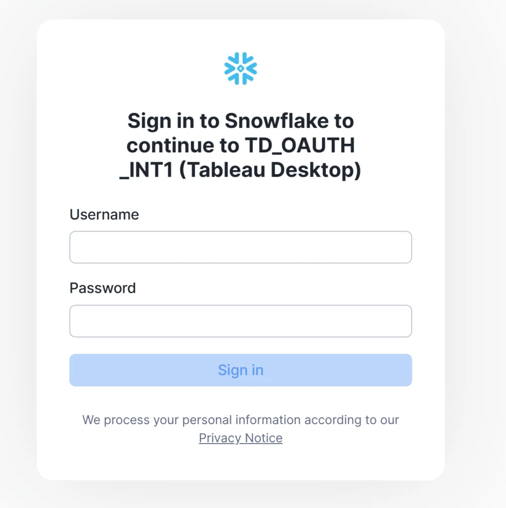 Snowflake OAuth Confirmation