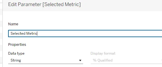 Configure Tableau Parameter