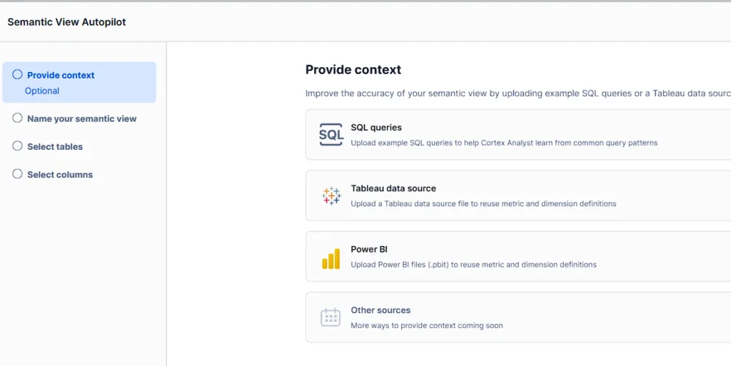 Snowflake Semantic Layer AI BI Import